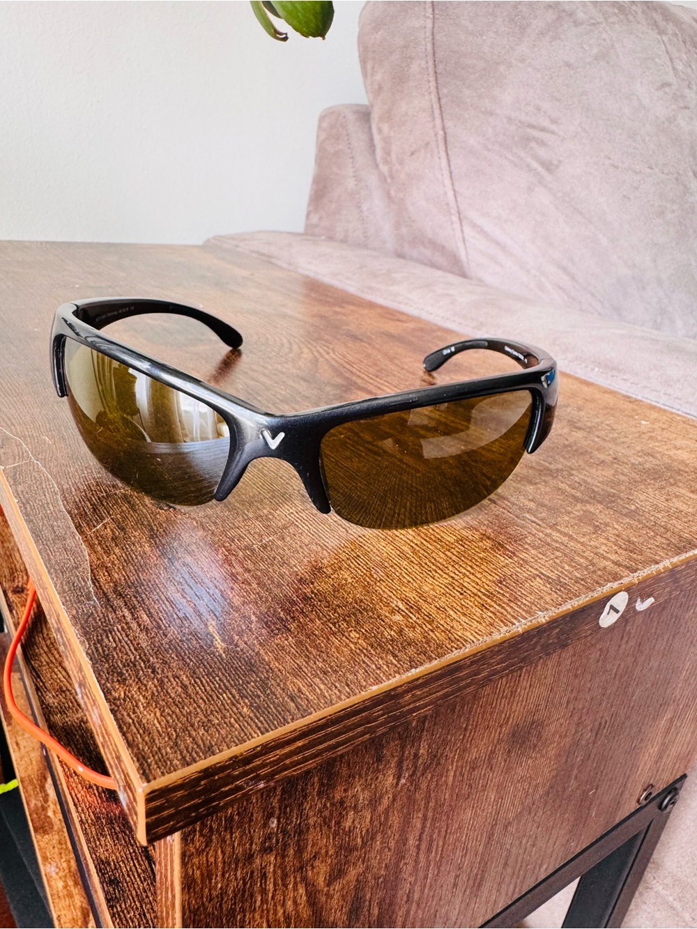 Callaway Golf Men's Black Sport Wrap Sunglasses with Brown Lenses